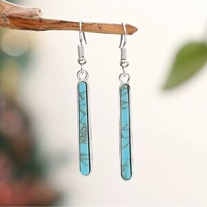 NWOT - Elegant Turquoise and Silver Bar Earrings